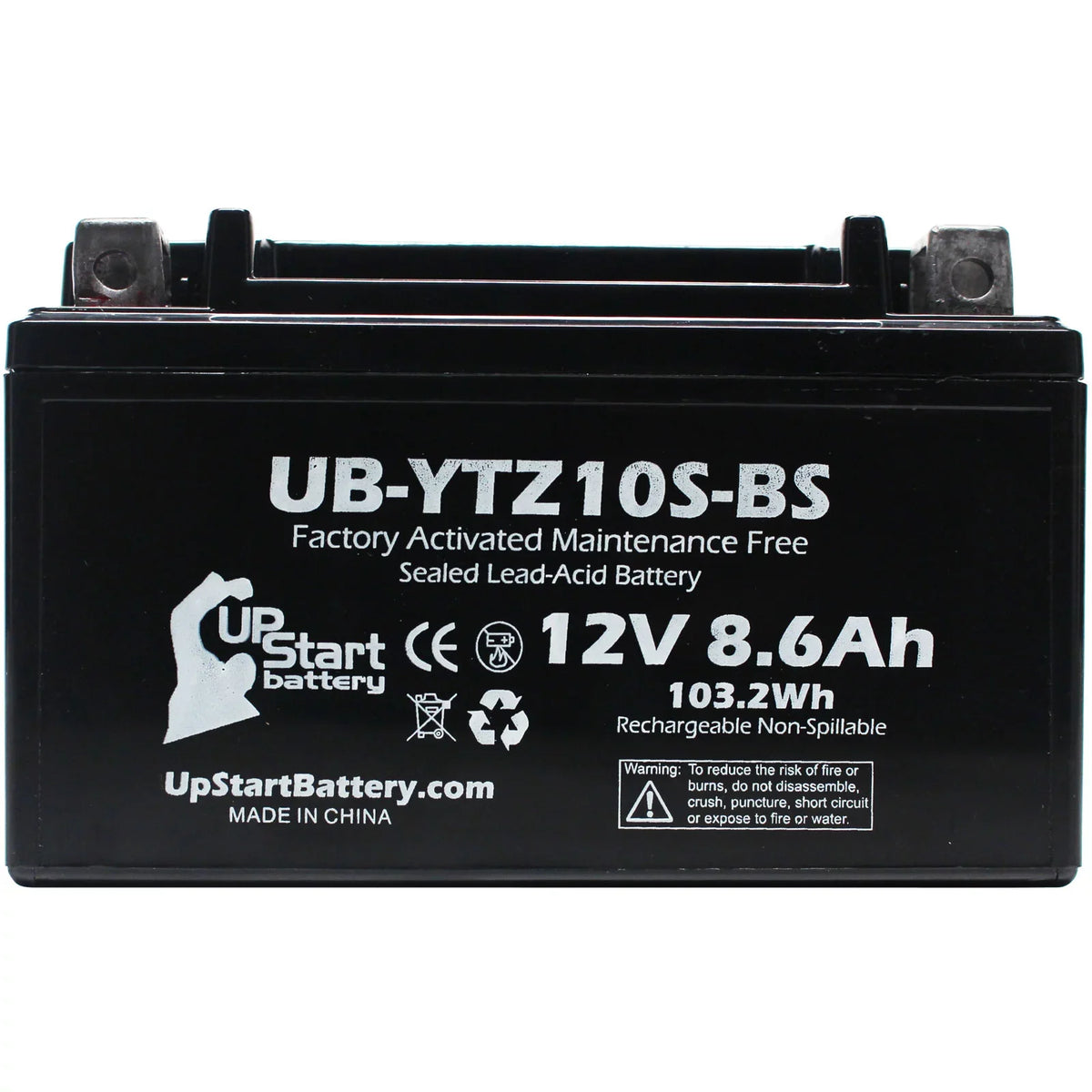 5-Pack UpStart Battery Replacement for 2005 Yamaha -R1 1000CC Factory Activated, Maintenance Free, Motorcycle Battery - 12V, 8.6Ah, -YTZ10S-