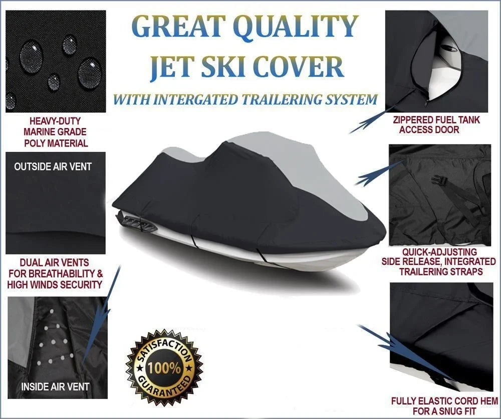 '-  600D   Cover Compatible for Sea Doo Sea-Doo Bombardier -X 255 2009-2011 Jet Ski Cover Black/Grey