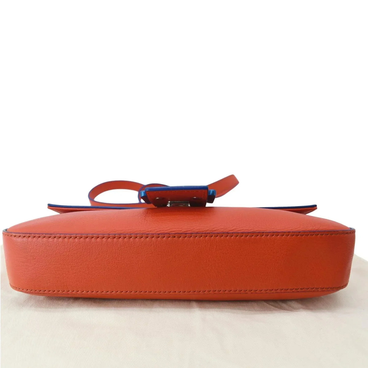 Pre-owned  Monster Eye Baguette Calfskin Leather Crossbody Bag Orange