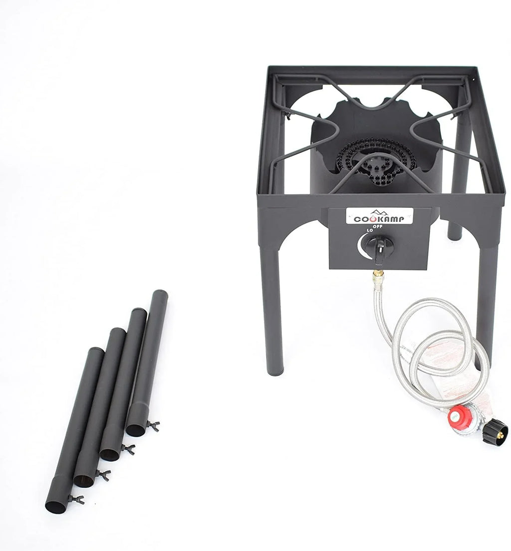High Pressure Banjo Outdoor Camp Stove with Adjustable Height. 0-20  Adjustable Regulator and Steel Braided Hose (1-Burner)