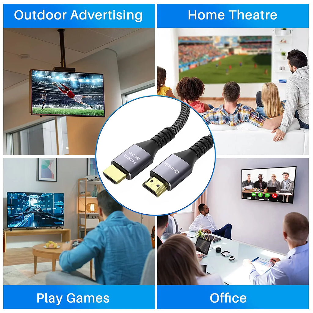 Short 8K  2.1 Certified Cable 2 Feet (2 Pack) 48Gbps High Speed Ultra  Braided Cord, 8K@60Hz 4K@120Hz eARC