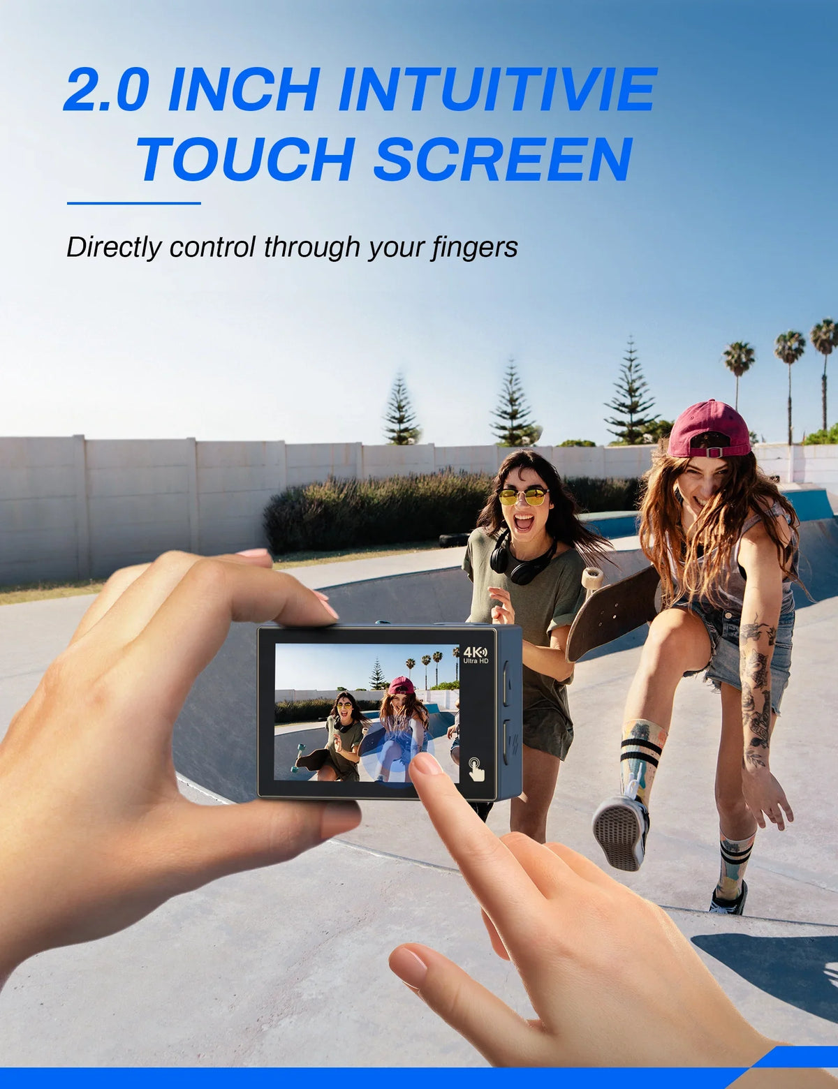 Action Camera 4K 24MP WiFi Vlogging Camera Underwater 40M with Remote Control IP68 Waterproof Case