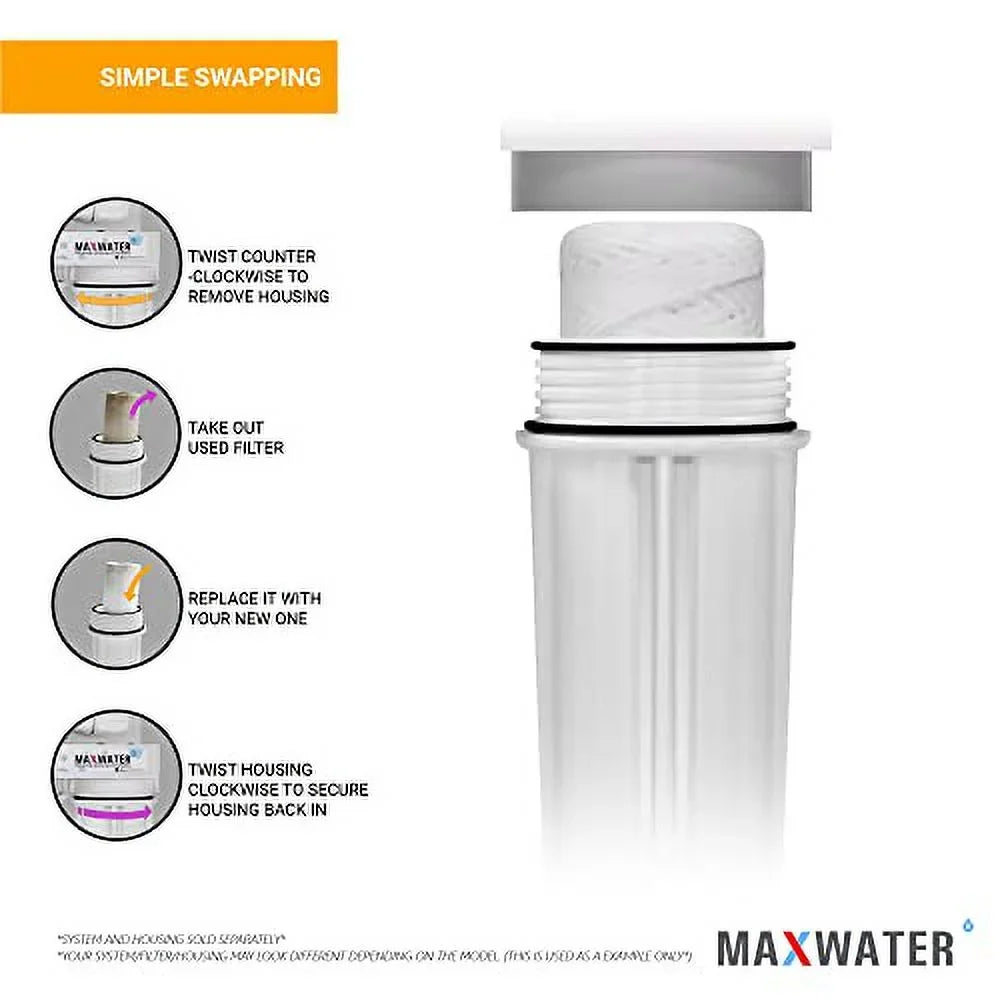 Standard 10"X2.5" String Sediment Water Filter (5 Micron), Hard Well, Whole House,  Biodiesel, Compatible With Standard  Reverse Osmosis Systems,  Systems