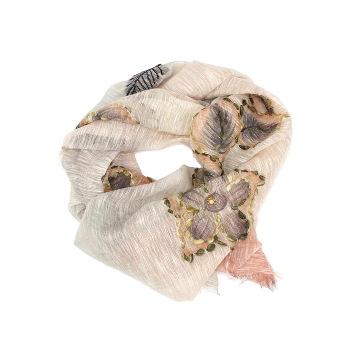 Sidney Byron Aventura Cotton and Silk Scarf in Pink and Cream