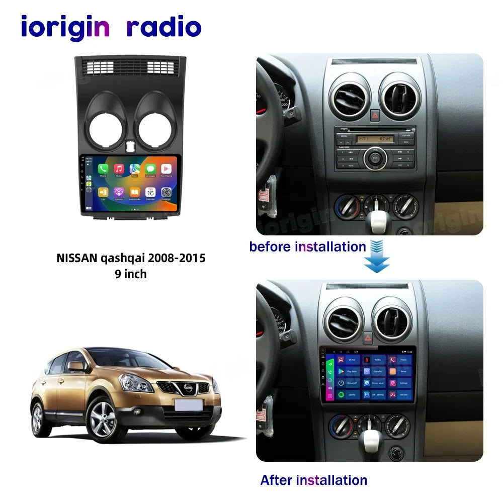 9" Android 12 Car Stereo Radio  CarPlay for Nissan Qashqai 1 J10 2006-2013 2+32G with Spare Camera