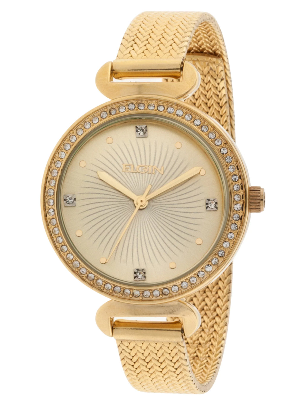 Elgin Adult Woman's Gold-Tone Analog Watch with Sunray Dial - EG1610011