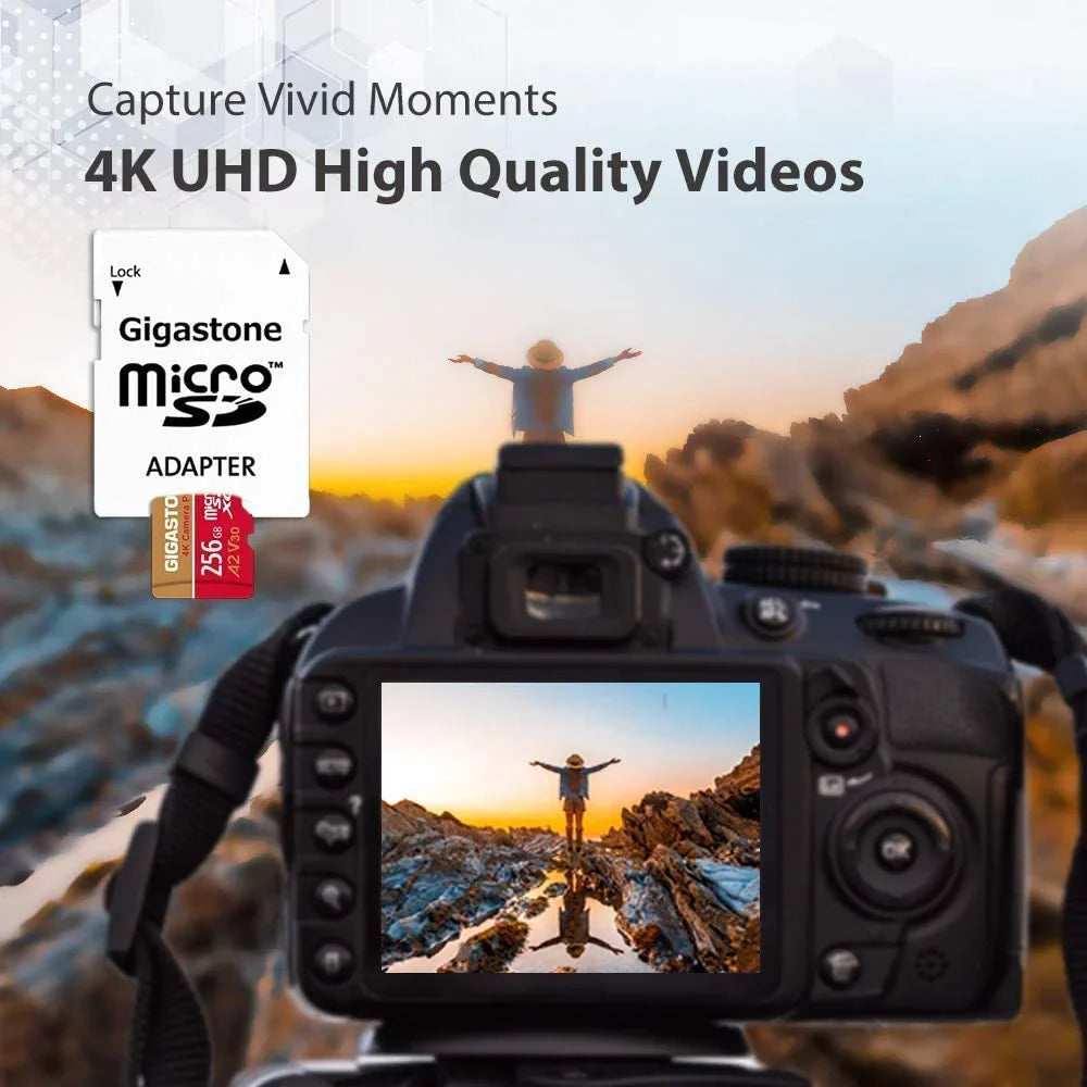 Dane-Elec Gigastone 4K Class10 U3 A2 V30 Camera Pro MicroSDXC Card, 256GB