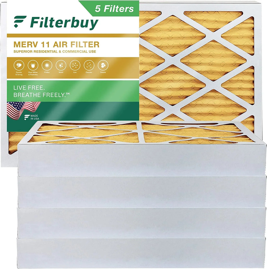Filterbuy 16x25x4  11 Pleated   Furnace Air Filters (5-Pack)