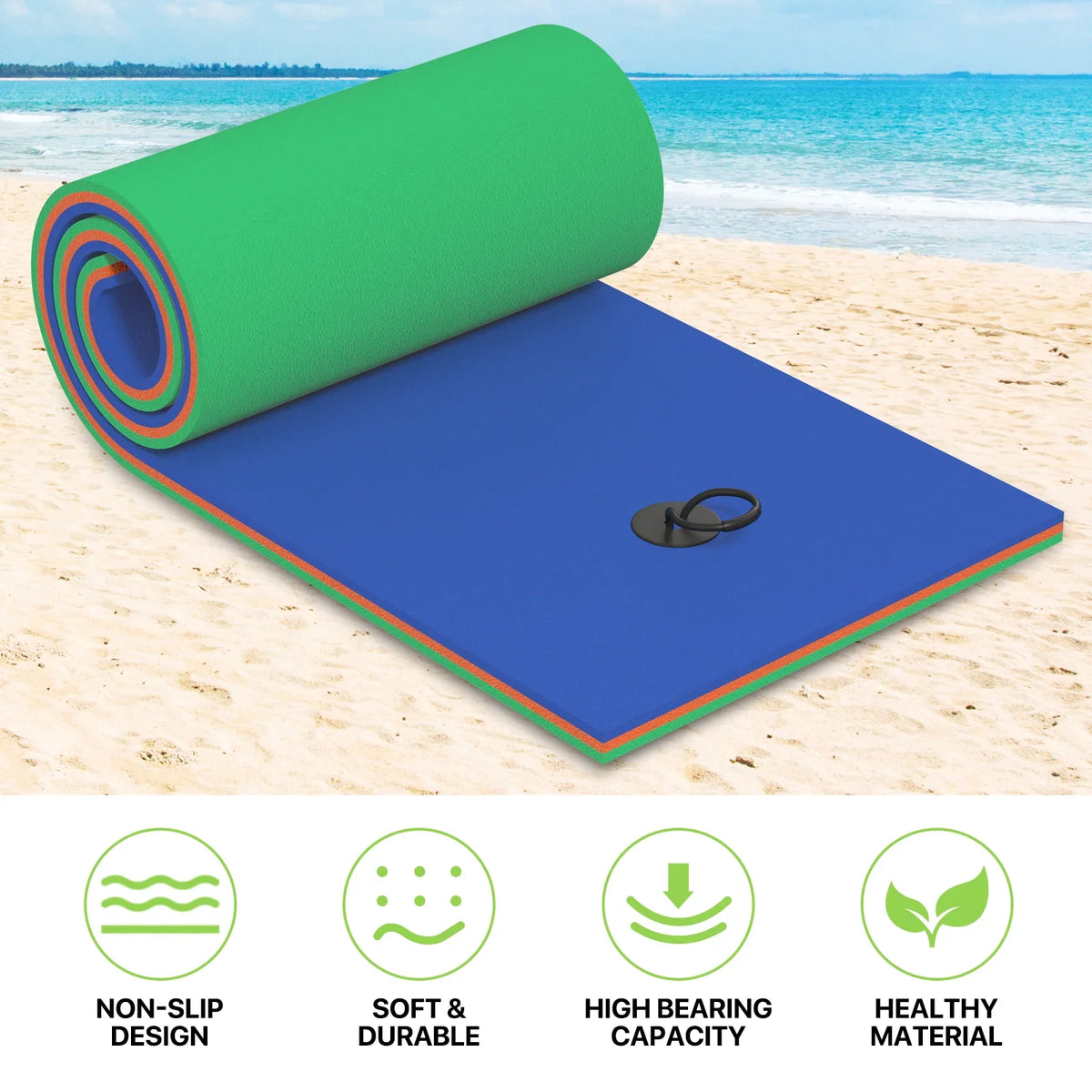 Magshion 6x2ft Floating Water Mat, 3-Layer Tear-Resistant  Foam Water Floating Pad, Lake Float Mat Lily Pad for Recreation Pool River Ocean Outdoor Water Activities, Blue