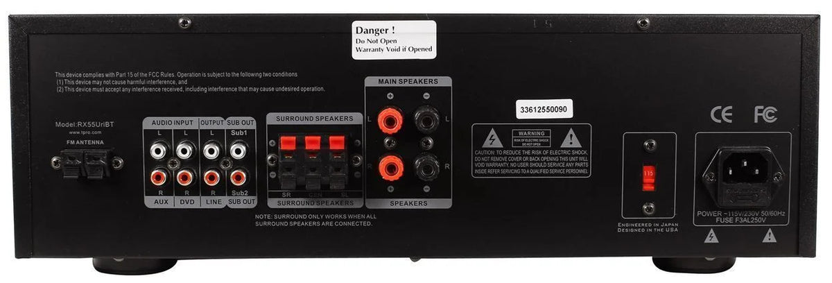 Technical Pro RX55URIBT Home Theater Bluetooth Receiver+(2) 8" Ceiling Speakers