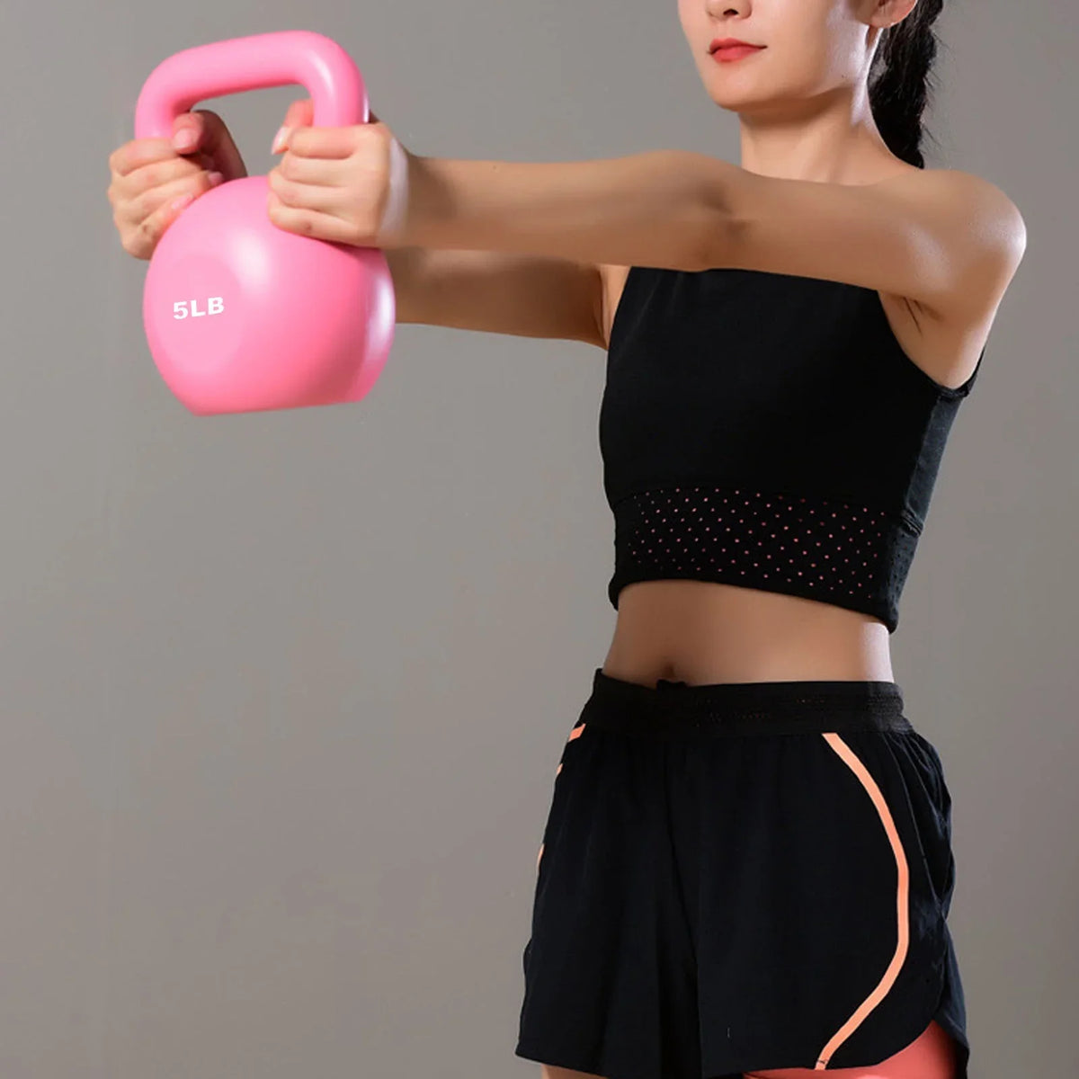 Goldmeet  Kettlebell Weight for Men Women for Exercises Strength Training Functional Fitness Plyometrics Pink 5LB