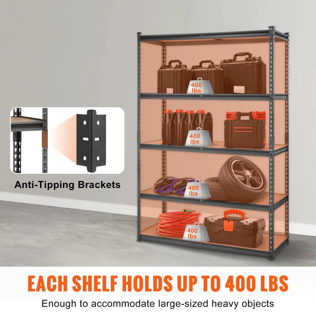 Storage Shelving Unit 72 in. H x 48 in. W x 18 in. D ,Garage Storage Rack 5-Tier Adjustable 2000 lbs Load