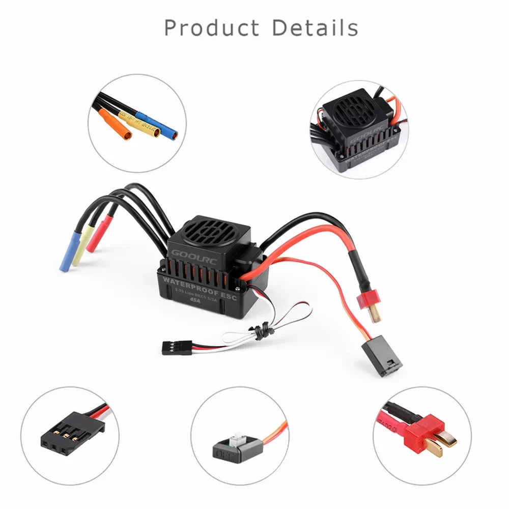GoolRC Upgrade Waterproof F540 4370KV Brushless Motor with 45A  Combo Set for 110  Car Truck