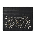 Pre-Owned Saint Laurent / Card Case    Paisley Pattern Studs Leather Black 375949 (Like New)