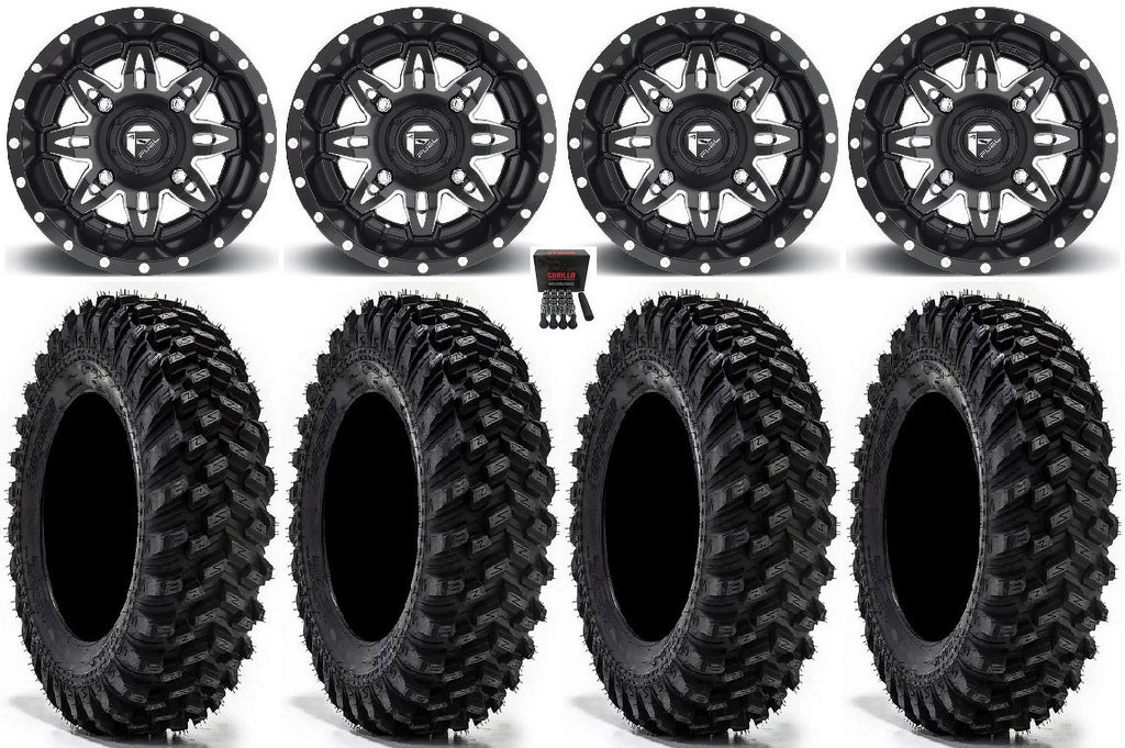 Fuel Lethal 15" Wheels Black 32" Warrior  Sticky Tires Can-Am Maverick X3 / Honda Pioneer 1000 / Talon