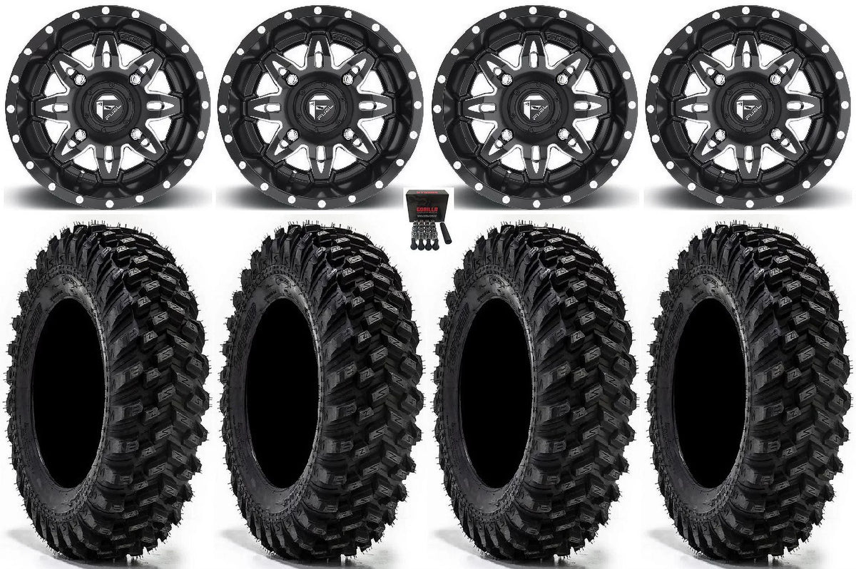 Fuel Lethal 15" Wheels Black 32" Warrior  Sticky Tires Can-Am Maverick X3 / Honda Pioneer 1000 / Talon