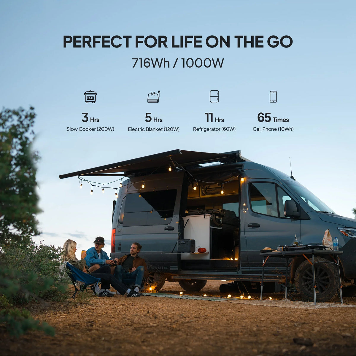AC70+B80 Portable Solar Generator, 768Wh LiFePO4 Power Station, 80% Charge in 45 Mins, 1000W Rated Power (2000W Lifting Power) for Camping, Hiking, Home Backup