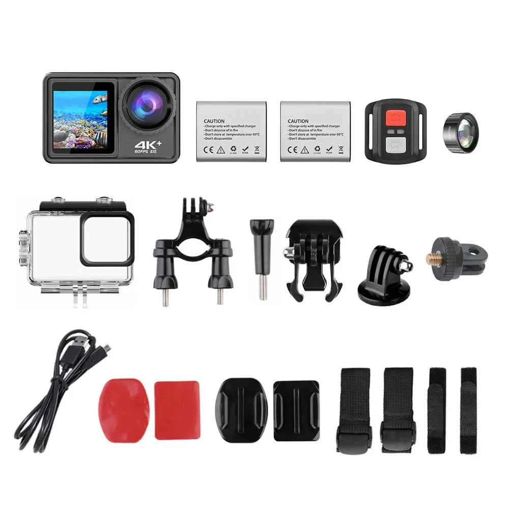 GoolRC 4K 24MP Dual Screen Sport  2.0 Inch Screen 170° Wide Angle  40m Waterproof WiFi with Macro Lens Remote Control for Sports