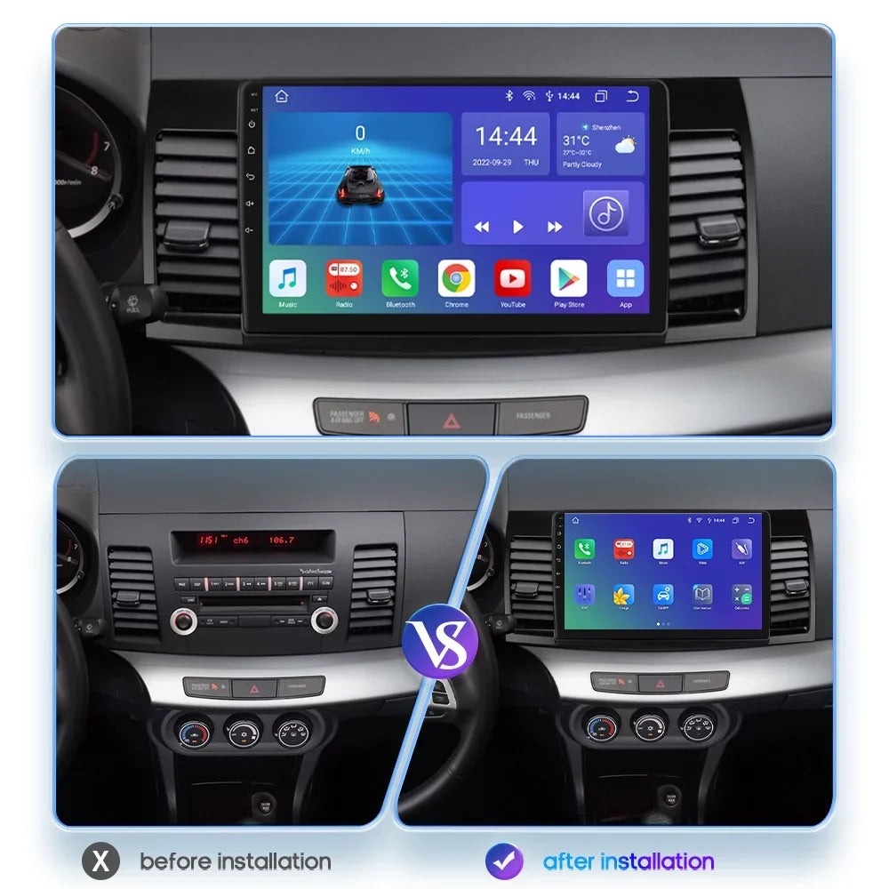 For Mitsubishi Lancer 2007 2008 2009 2010 2011 2012 Android 12 Wifi 2+32GB Car Stereo Radio CarPlay  Navigation Player