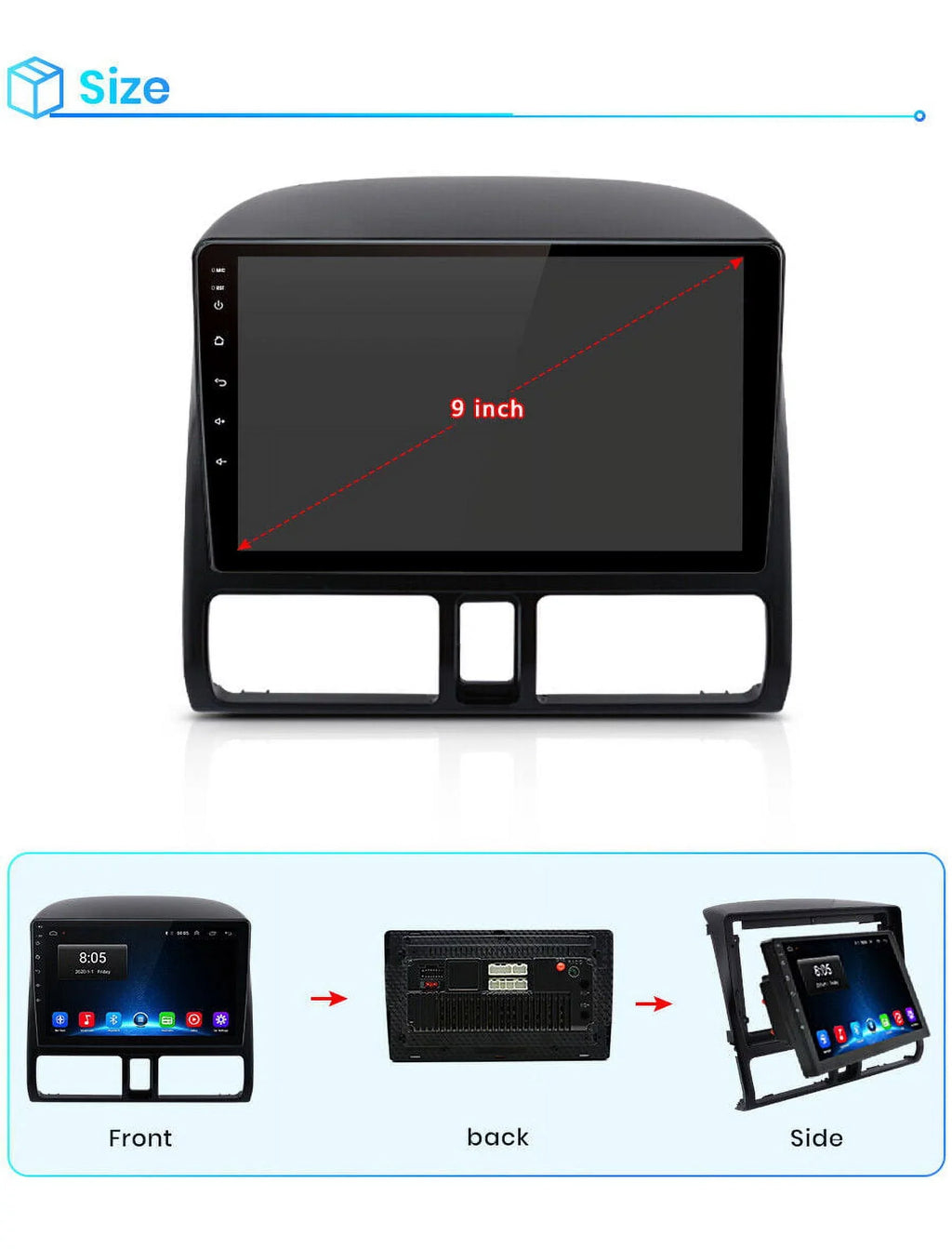 Car Stereo Radio for Honda  2001 2002 2003 2004 2005 2006,2+32GB 9 Inch Touch Screen with Wireless Carplay Android Auto  Navigator Bluetooth WiFi  Radio Mirror Link