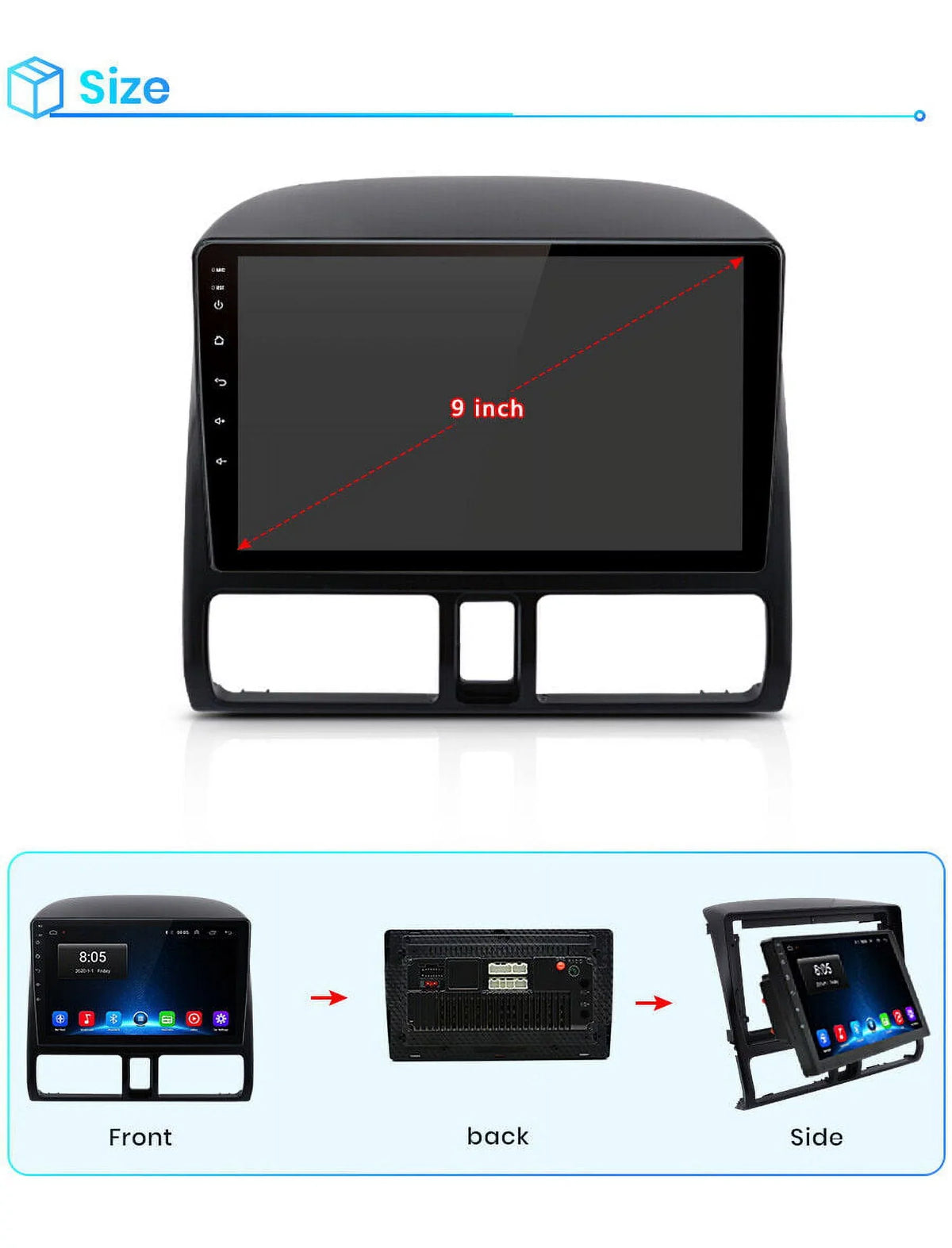 Car Stereo Radio for Honda  2001 2002 2003 2004 2005 2006,2+32GB 9 Inch Touch Screen with Wireless Carplay Android Auto  Navigator Bluetooth WiFi  Radio Mirror Link