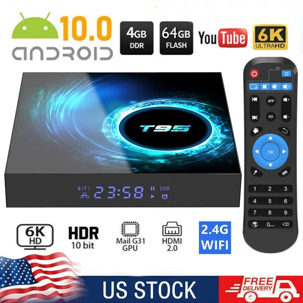 JahyShow T95 Android 10.0  Box - Living Room, Smart Quad-Core Media, 4GB+64GB, Streaming Ease
