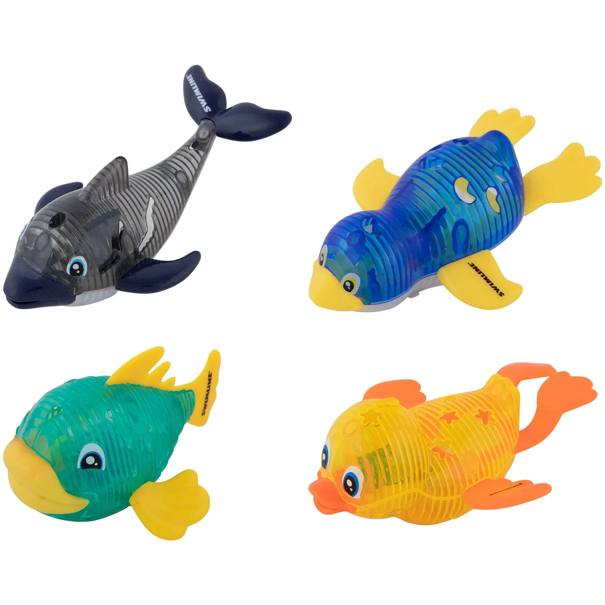4-Pack Diving Toys  Light-Up Glowing Sea Animal Fun Pals Catch The Fish Retrieval Game For Swimming Pool & Bath Tub For Kids Multi Color Flashing Underwater Dive Practice Learn
