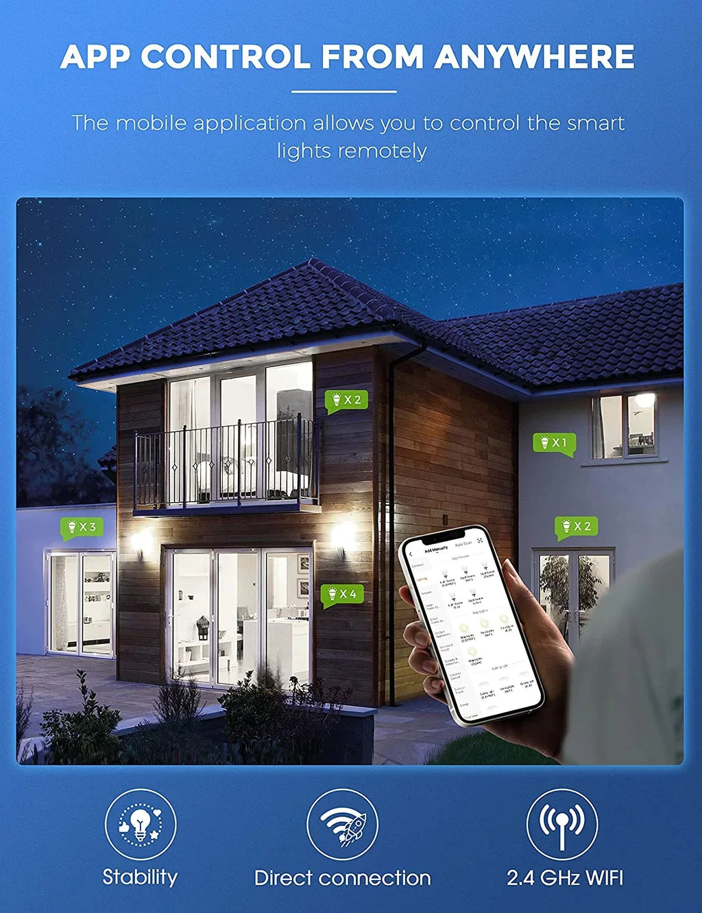 A19 Smart Light Bulb Work with Alexa, Google Home & Siri,WiFi  Bulb Daylight 5000K, 9W 60W, Dimmable, 850LM,4 Pack