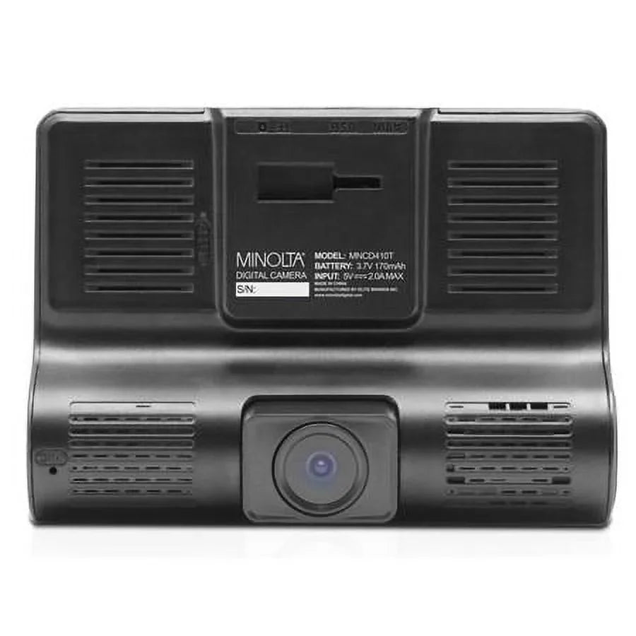MNCD410T Full  Front and Rear View 4"  Screen Dash Camera with 3-Channel Recording, Black