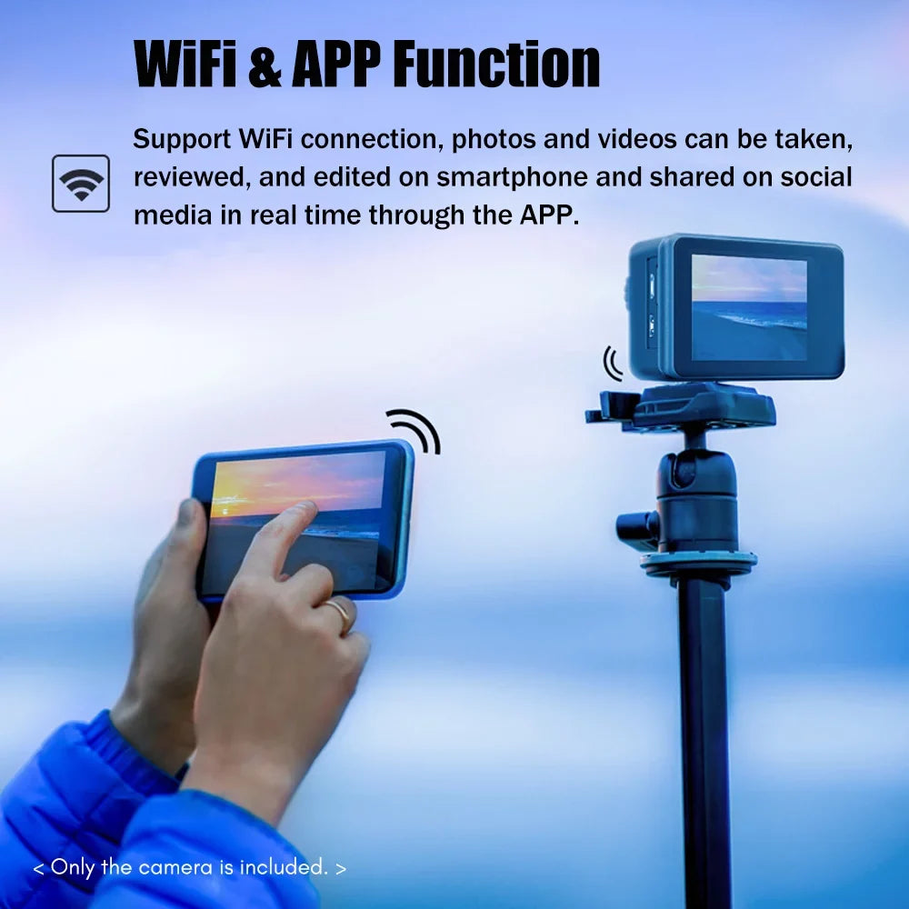 GoolRC 4K 24MP Dual Screen Sport  2.0 Inch Screen 170° Wide Angle  40m Waterproof WiFi with Macro Lens Remote Control for Sports