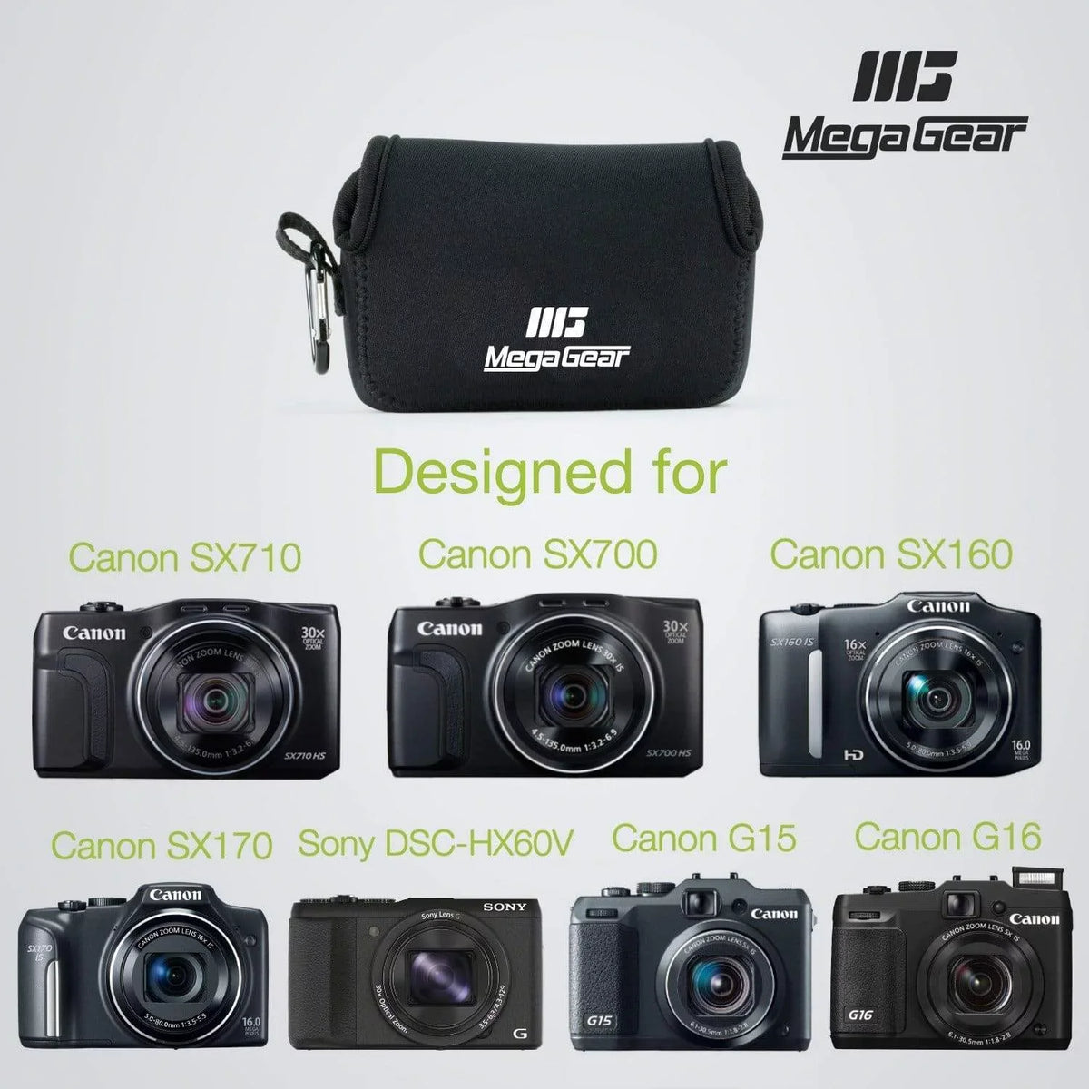 MegaGear Canon PowerShot SX720 , SX710 , Sony -HX60V, -HX50V, Canon SX700 , G16, SX170 , G15, SX160  Neoprene Camera Case