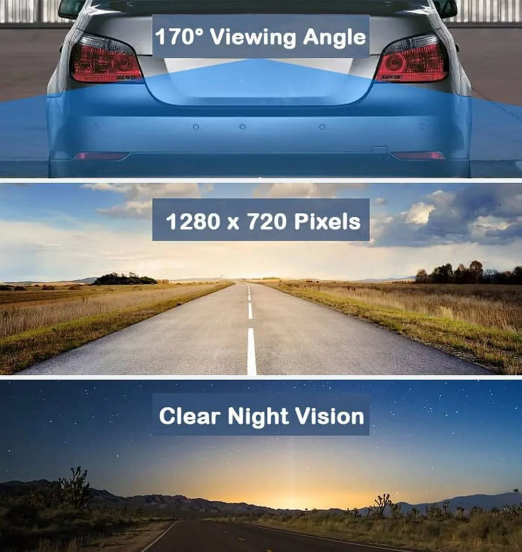 CAM115 Backup Camera Frame License Plate Compatible with Clarion, Dual, , Jensen, Stinger, Pioneer, SoundStream, Sony, Kenwood, , Rockford Fosgate,