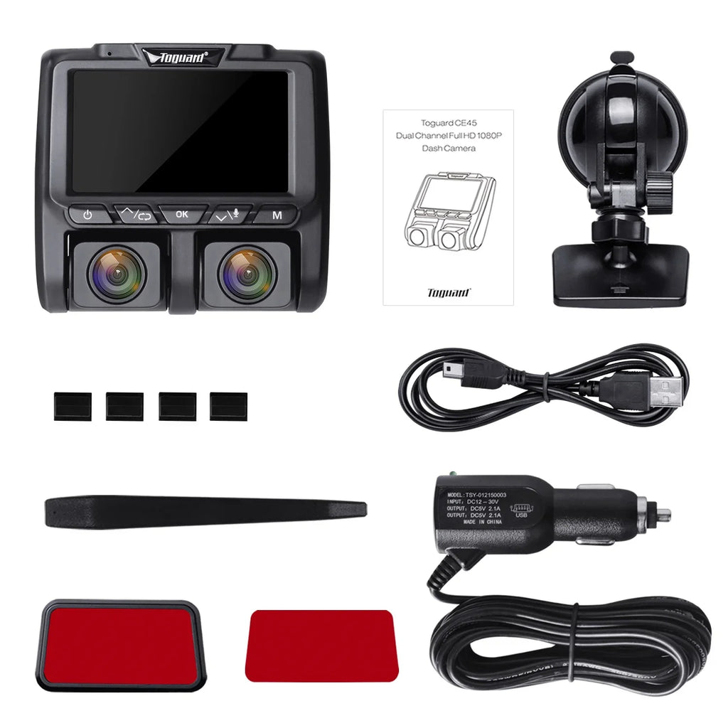 Full  Dual Dash Cam,  1080P+1080P Front and Inside Car Camera Dash Cams 3"  Dashboard Camera Black