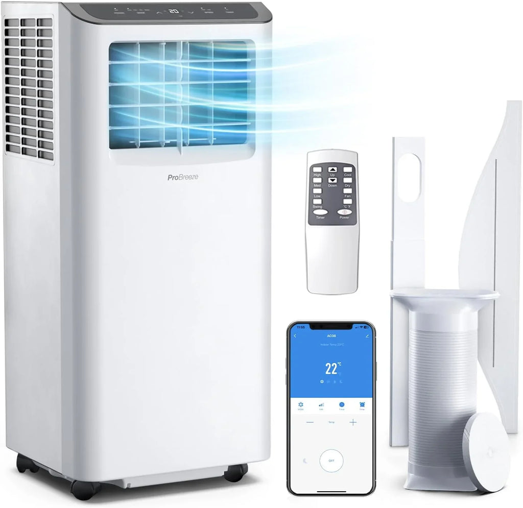 4 in 1 Portable Air Conditioner for Room 10000  450SqFt Air Conditioning Unit, Smart Air Conditioner with Fan, Dehumidifier, Night, Timer, Window Venting Kit, Wifi Portable  Unit