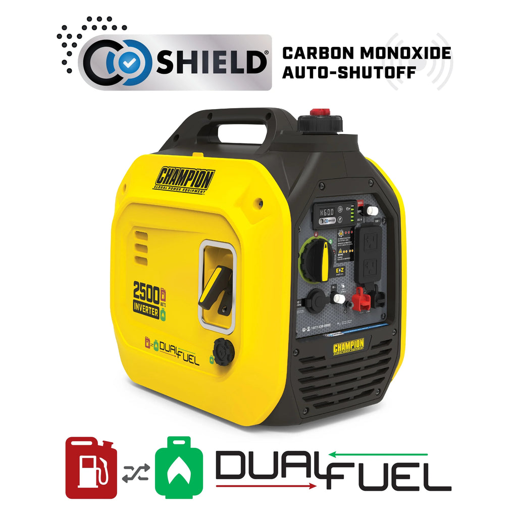 Champion Power Equipment 2500-Watt Dual Fuel Portable Inverter Generator with Quiet Technology and  Shield