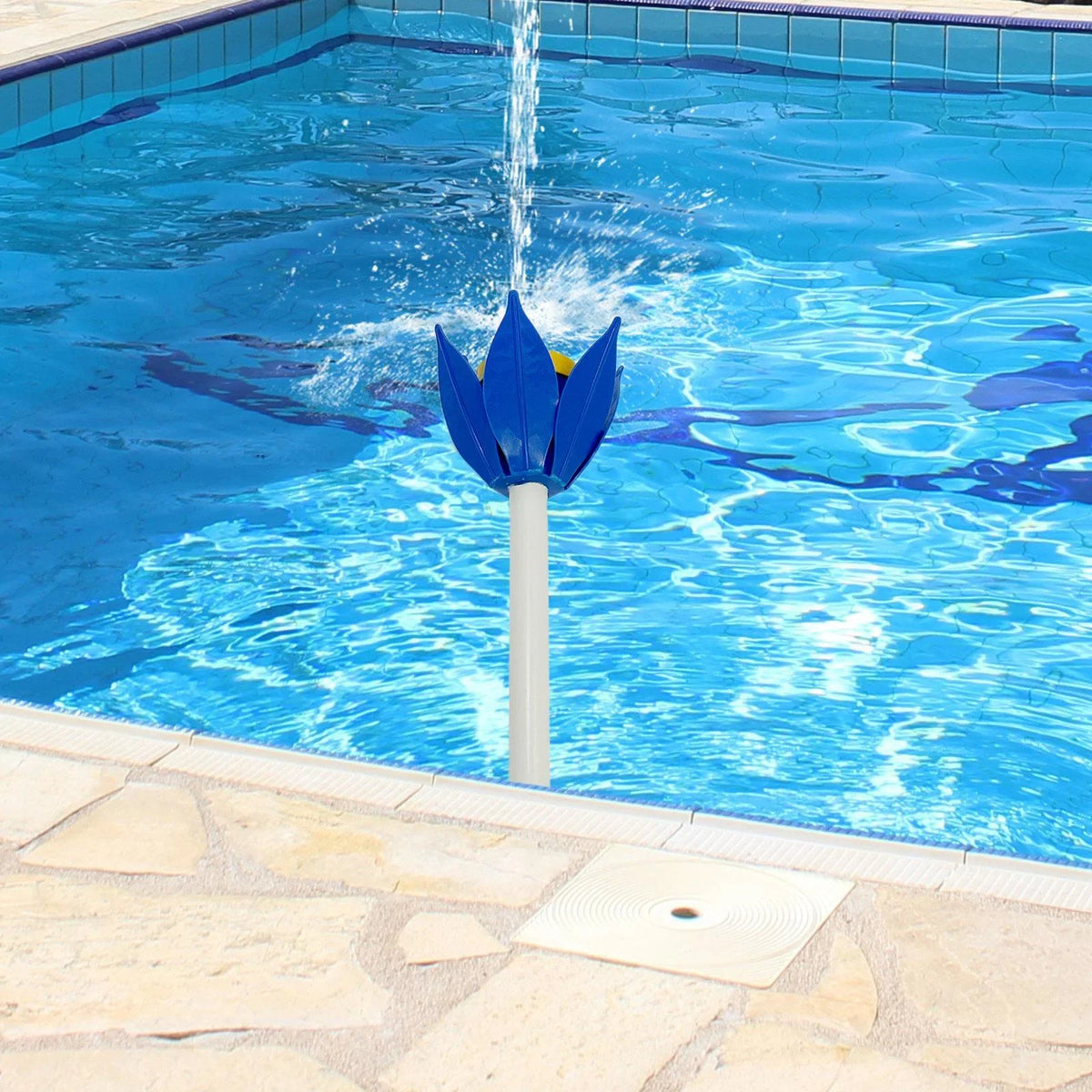 figatia Swimming Pool Flower Fountain with Light Adjustable Sprinkle Lotus Waterfall