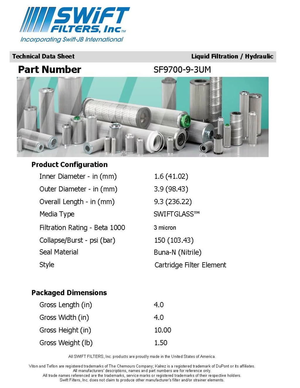 Direct Interchange for  7840  Cartridge Filter Element  Microglass 3 Micron