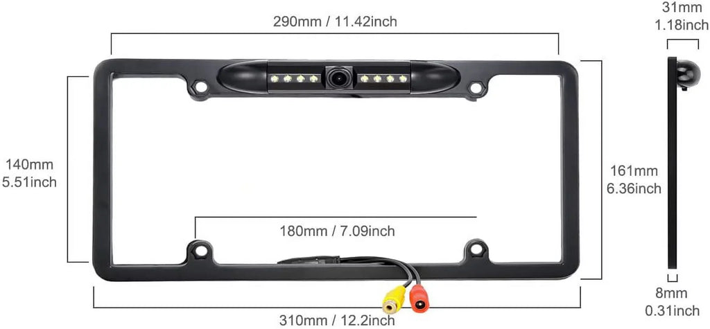 Backup Camera Rearview License Plate Frame for  -F409 ILXF409 Black