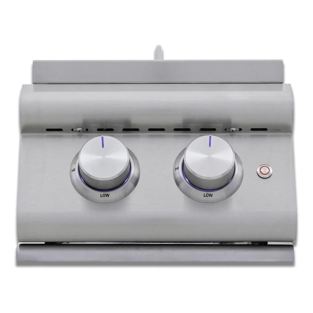 Blaze Premium + Natural Gas Stainless Steel Double Side Burner W/ Lid - -SB2-LTE3-