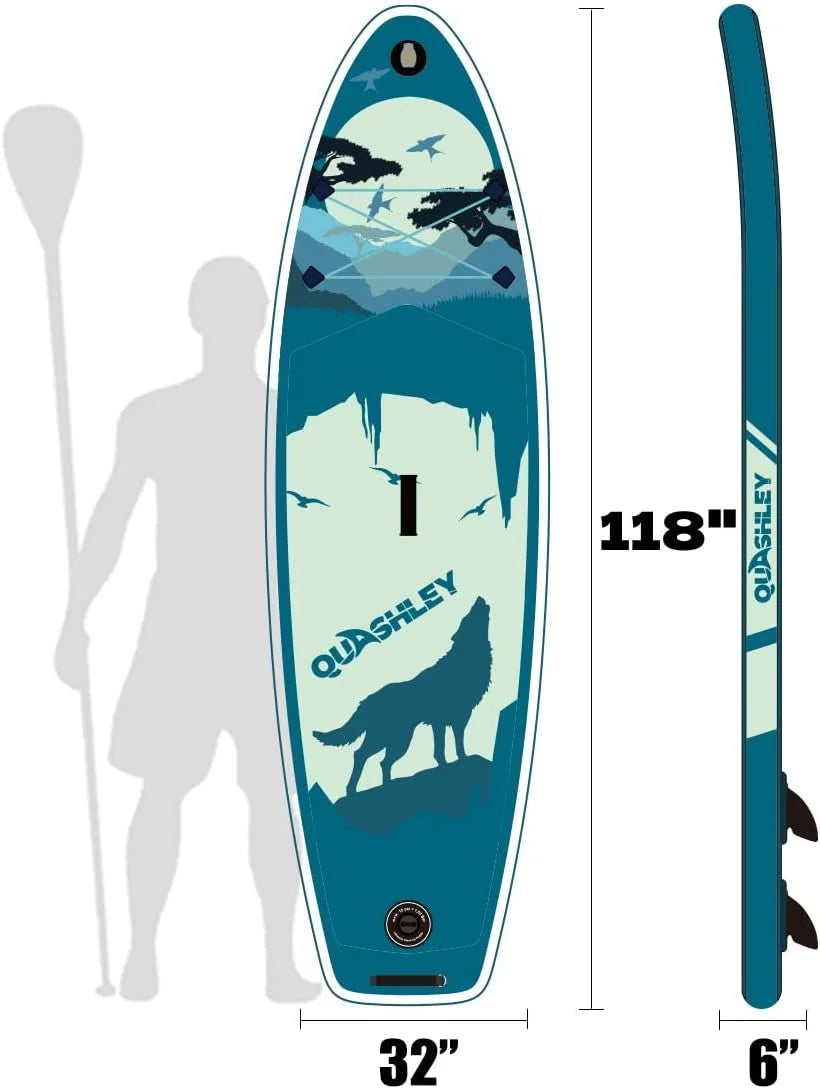 Premium Inflatable Stand Up Paddle Board with Accessories, 11'x33 x6 for Youth & Adults, Wide Stance, Non-Slip Deck,  for Fishing & Surfing, Max 330lbs