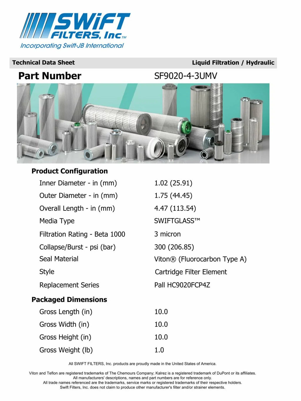 Direct Interchange for   P-F--2-3C Cartridge Filter Element Microglass Construction 3 Micron