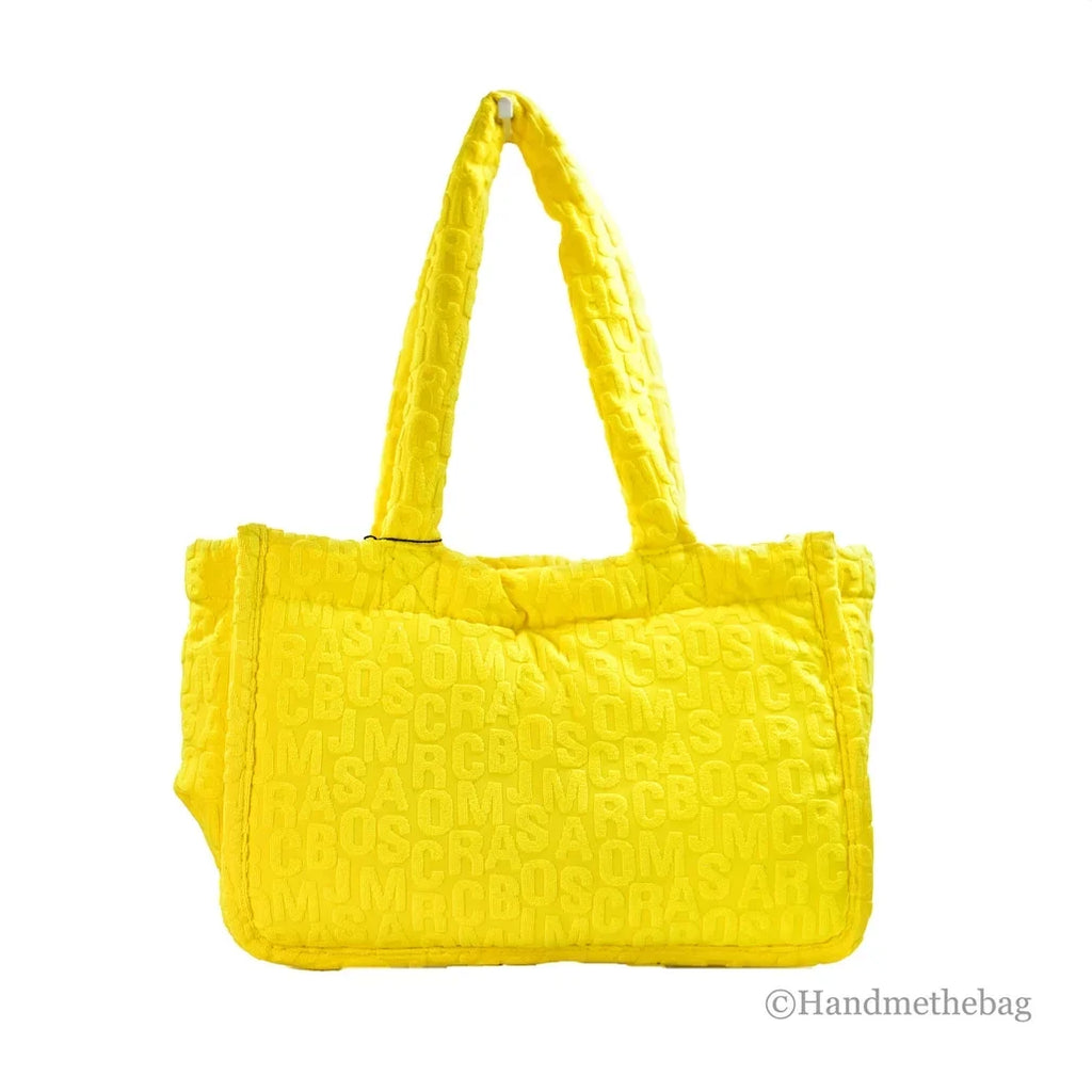 Marc Jacobs Medium The Terry Fabric Golden Kiwi Monogram Tote Bag Purse