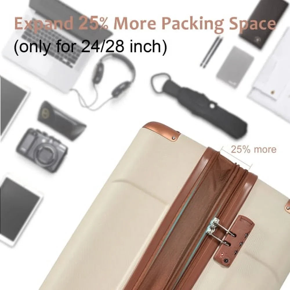 Hardshell Luggage Spinner Suitcase with  Lock Lightweight Expandable 24'' (Single Luggage)