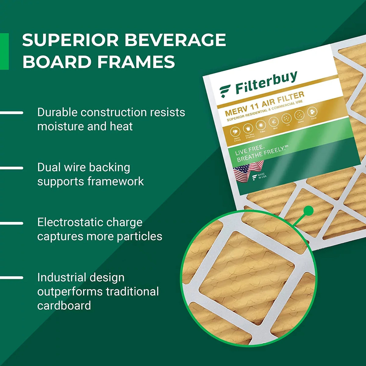 Filterbuy 20x24x1  11 Pleated   Furnace Air Filters (4-Pack)