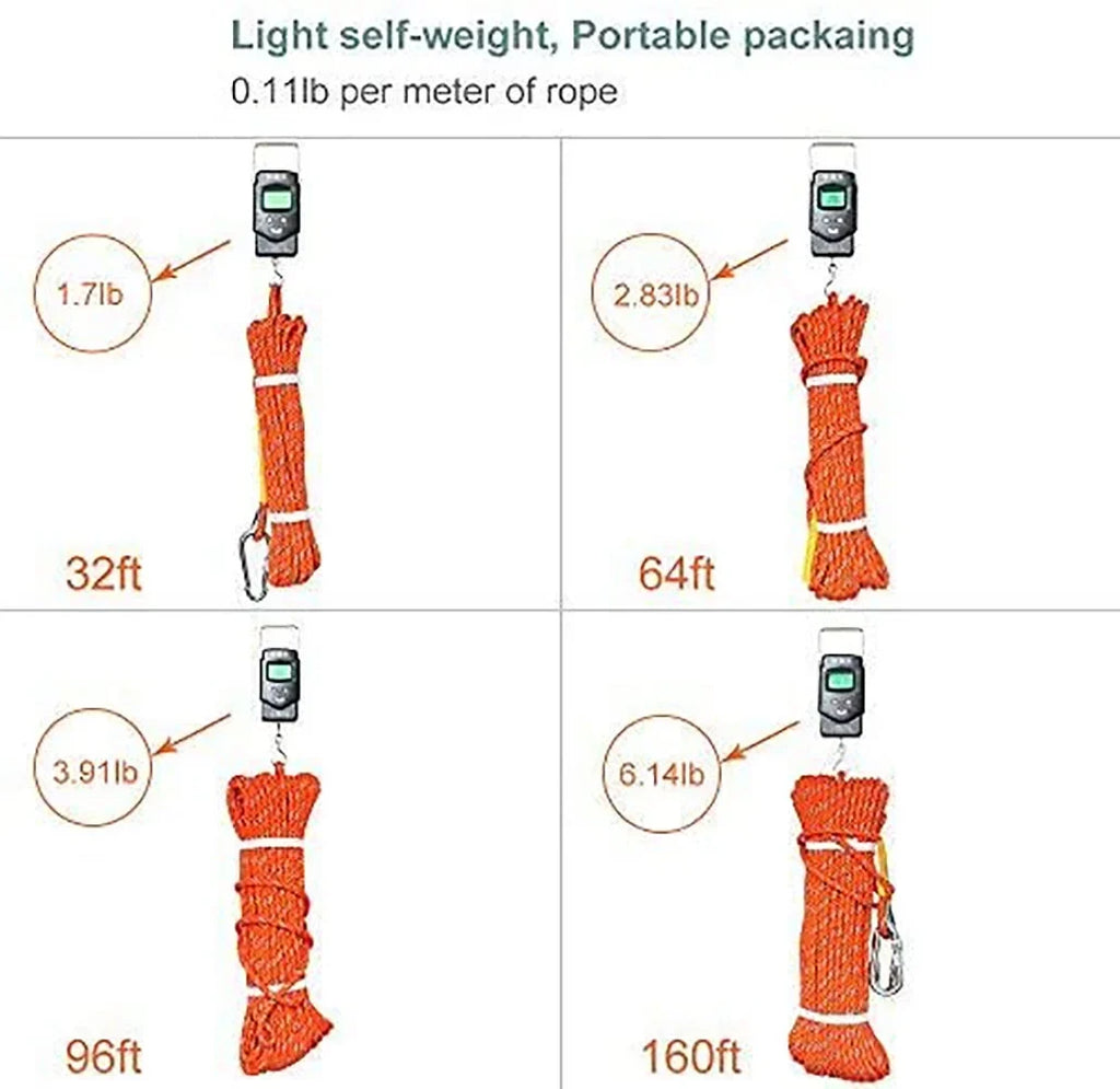 X  Outdoor Climbing Rope 50M(160ft) Static Rock Climbing Rope for Escape Rope Ice Climbing Equipment Fire Rescue Parachute