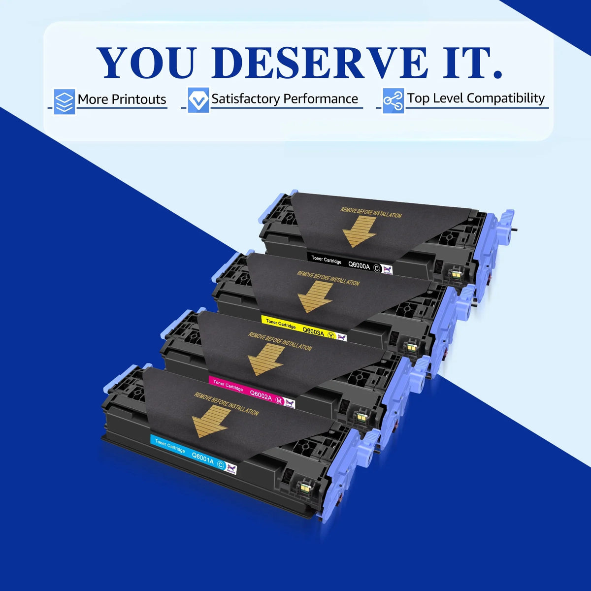 HaloFox Compatible For 4 Pack High Quality Toner Q6000A for  LaserJet 124A 1600 2600 2600n 2605 2605dtn Printer