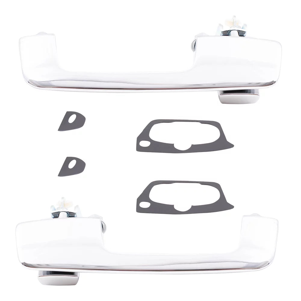 Brock Replacement Pair Set Outside Exterior Front Rear Chrome Door Handles compatible with Pickup Truck  Van 55075649 55075648