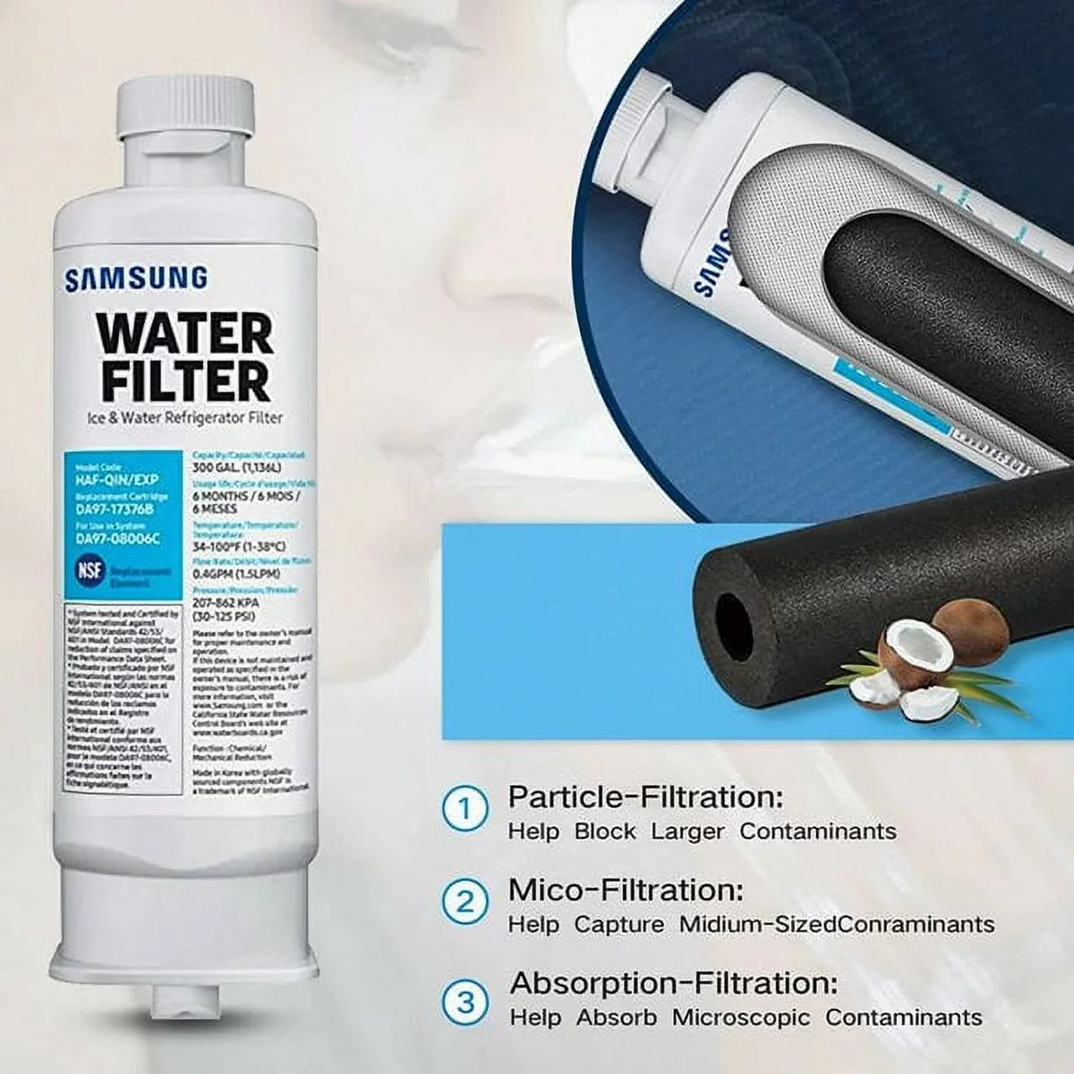 4Pack DA97-17376B - Refrigerator Water Filter DA97-08006C refrigerator filter replacement