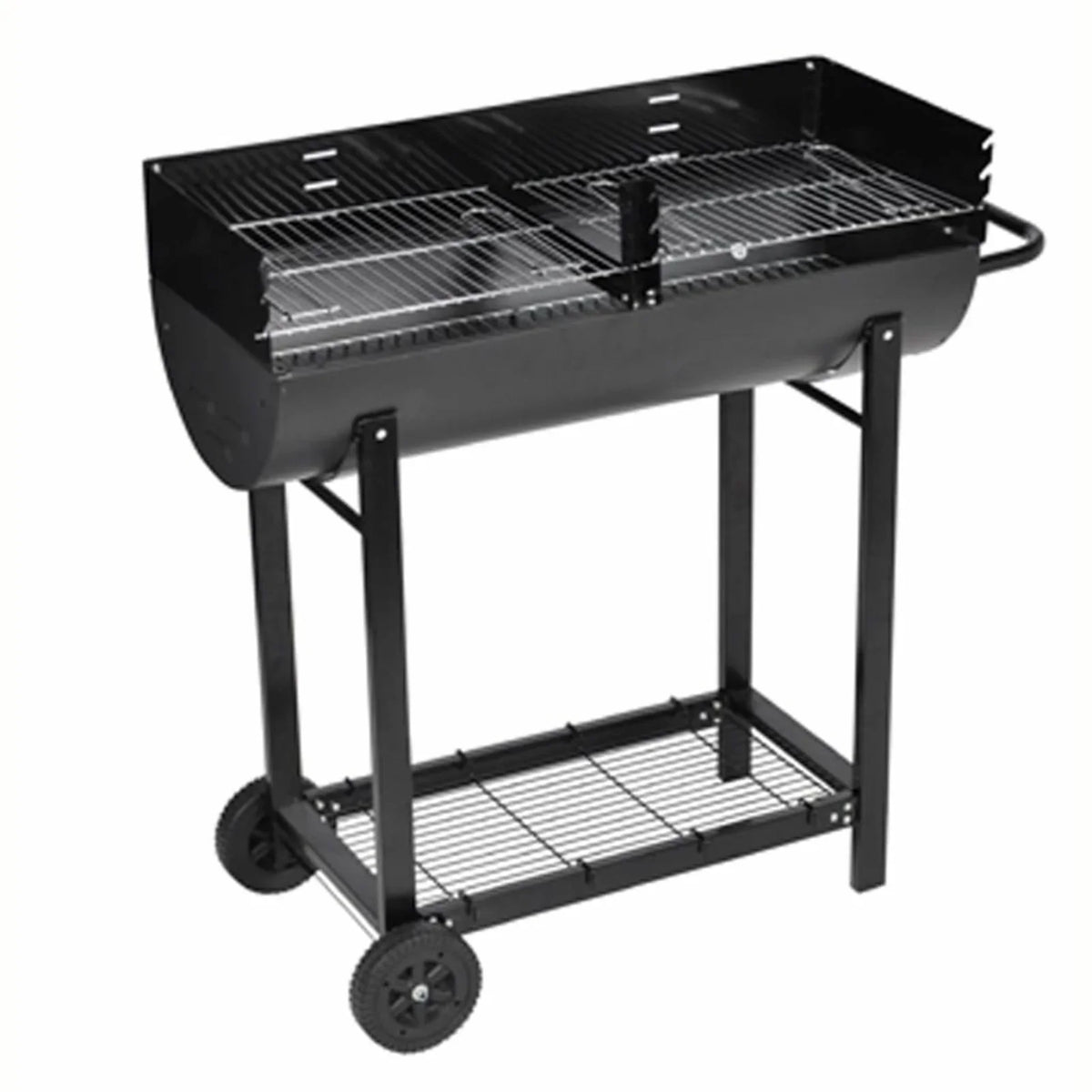 Anself Charcoal  Stand with Lower Shelf and Wheels Steel Barbecue Grill Black for Camping Cooking, Grilling, Smoking, Picnic, Hiking, Party, Garden, Patio 39.4 Inch Length