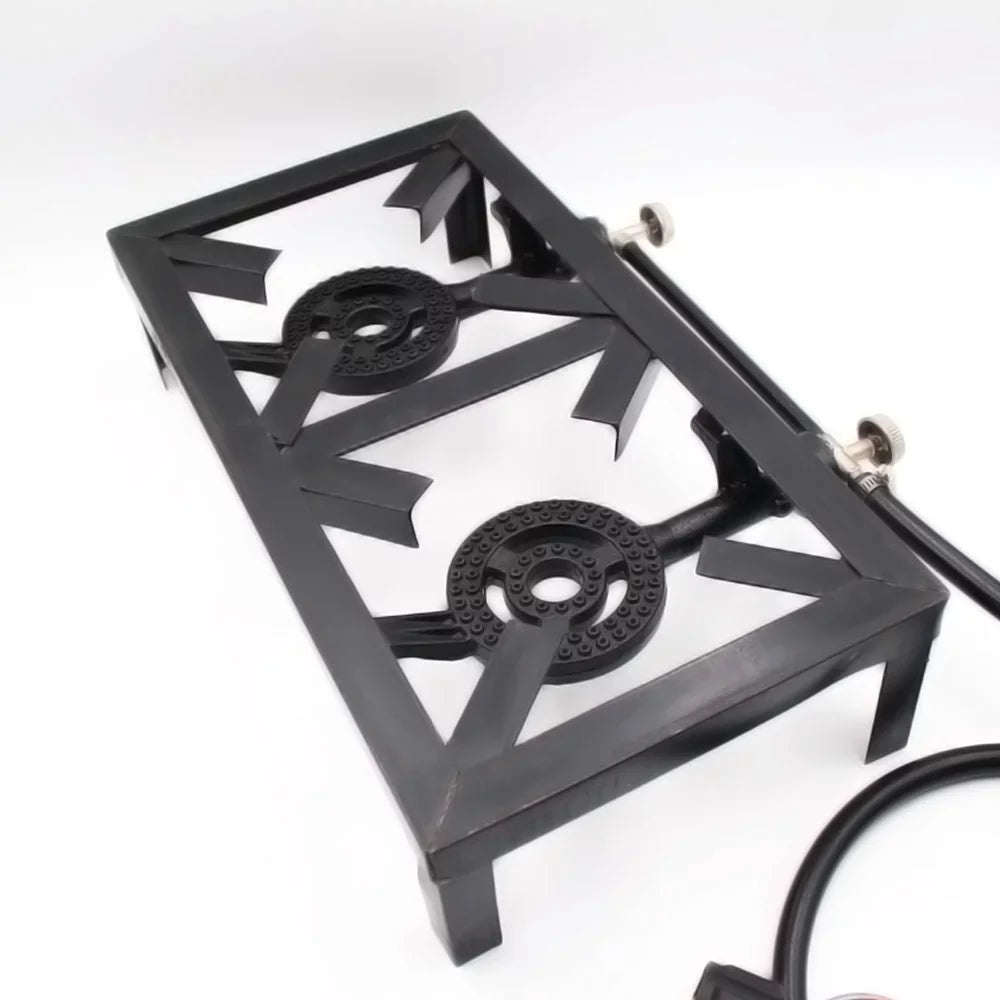 walmeck Propane Gas Double Cast Iron Stove for Patio Camping  Cooking ( Standard)